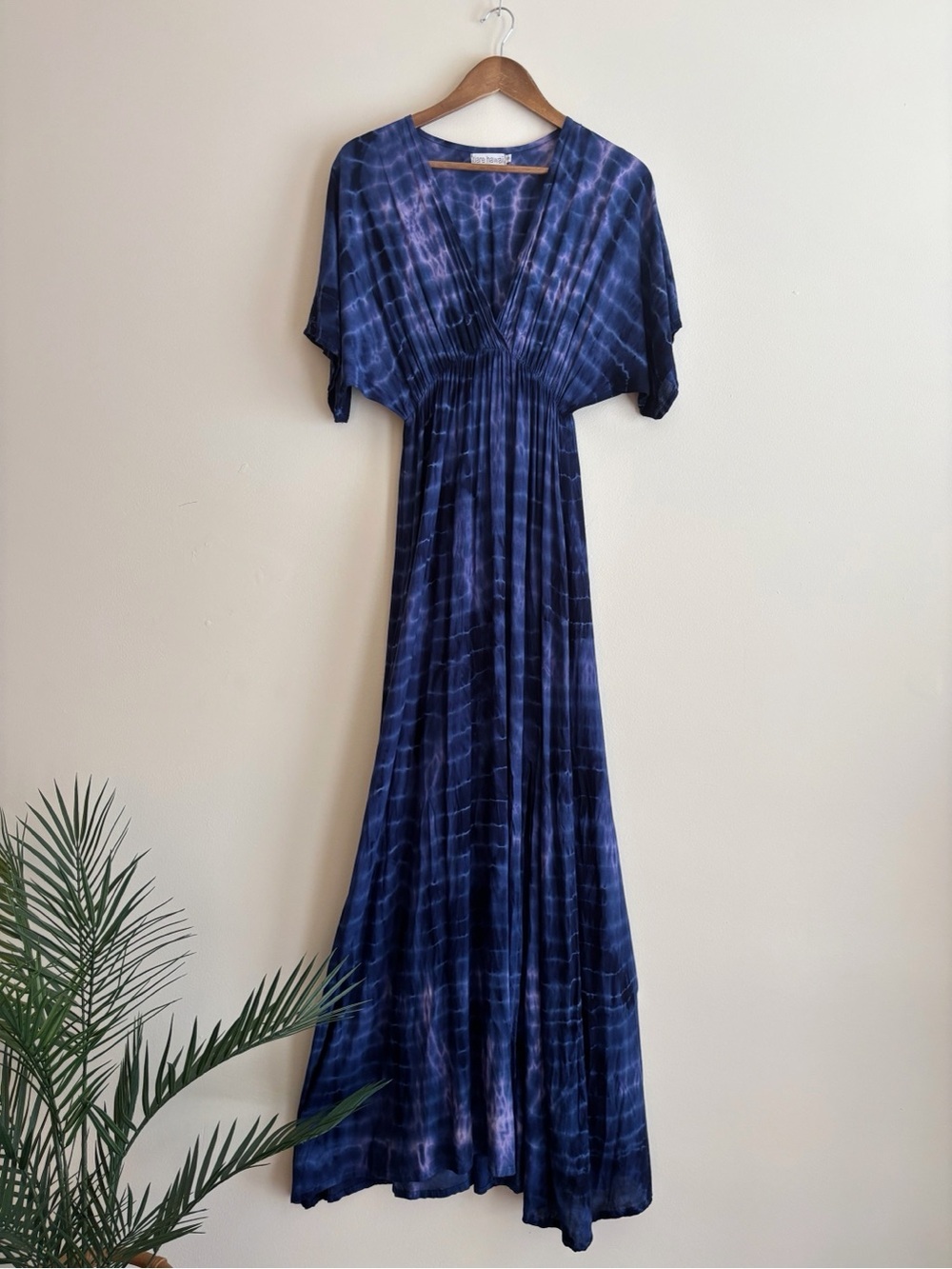 Tiare Hawaii Blue Tie Dye V Neck Maxi Dress One Size Summer Resortwear